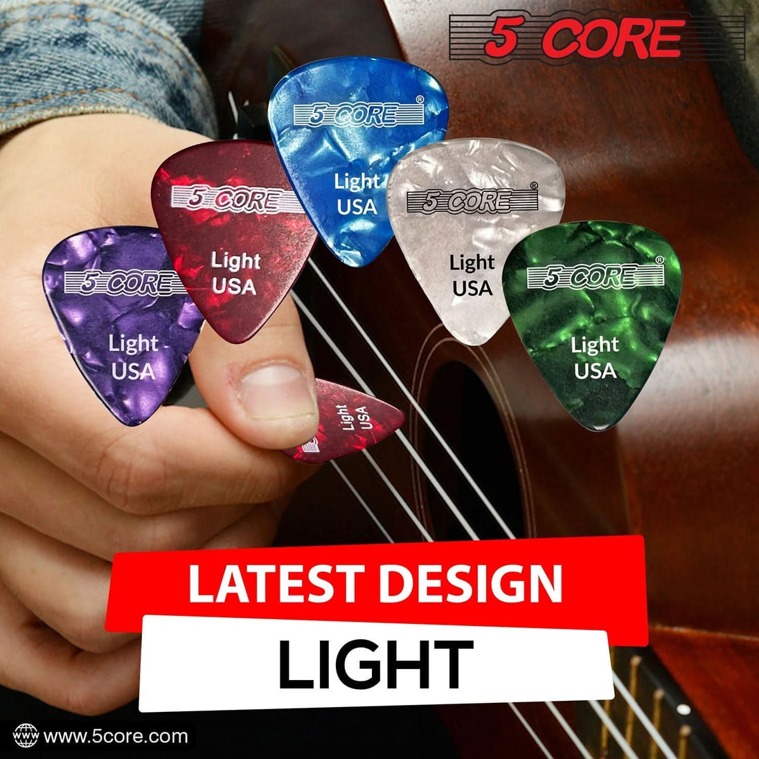 Smooth tone purple celluloid picks 0.46mm by 5Core for musicians