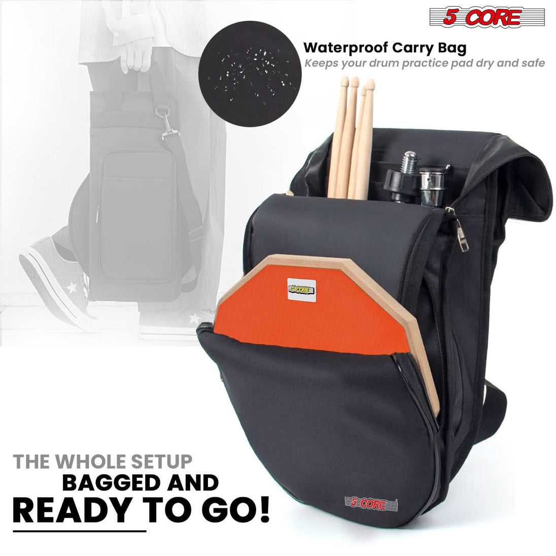 Ergonomic drummer seat with built-in snare drum practice pad