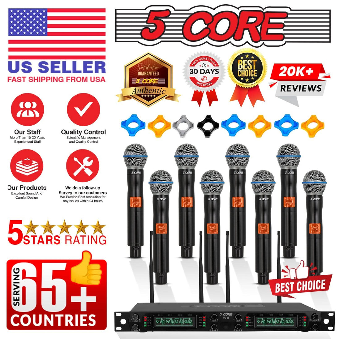 5Core microphone with dual wireless and wired operation