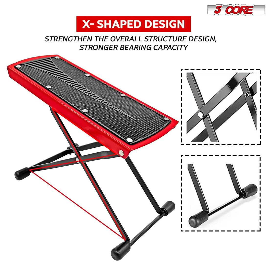 Guitar foot rest height adjustable underdesk red stool