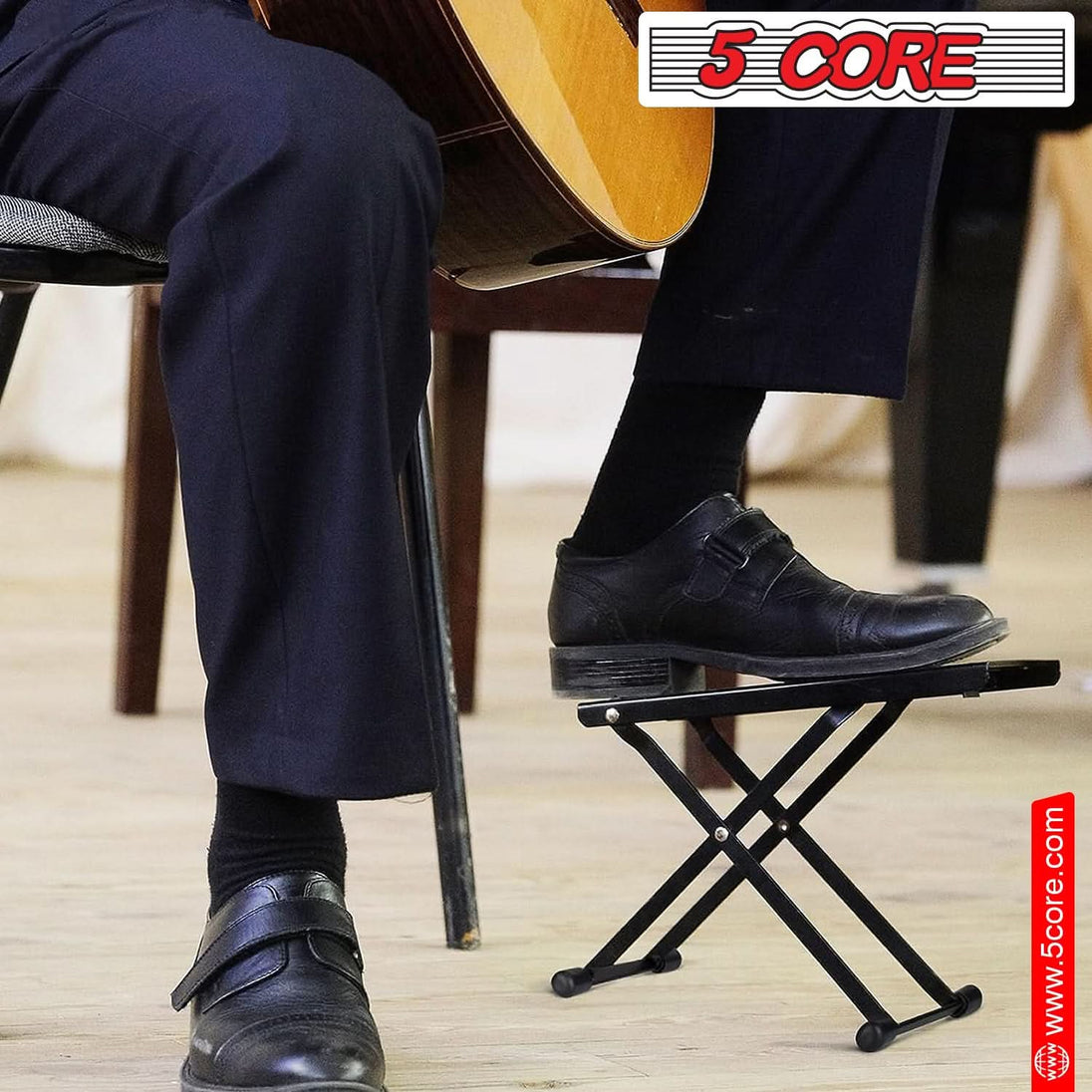Guitar foot rest height adjustable underdesk black stool
