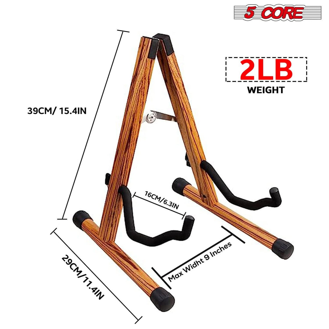 Universal folding guitar stand for acoustic, electric, and bass guitars