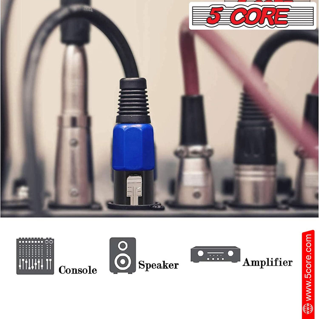Durable male Speakon connector for audio cables