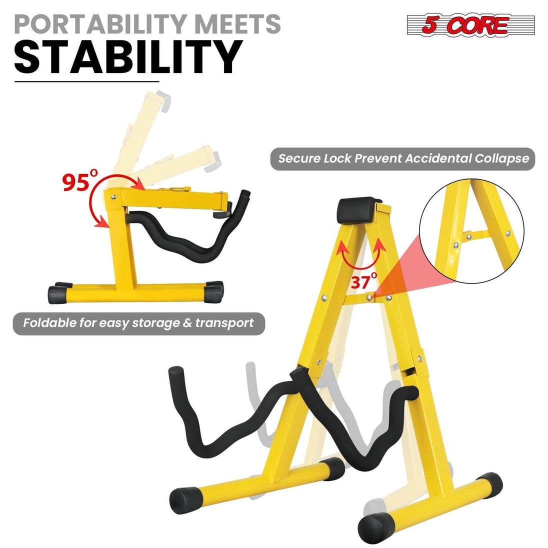 Foldable yellow floor stand with protective padding