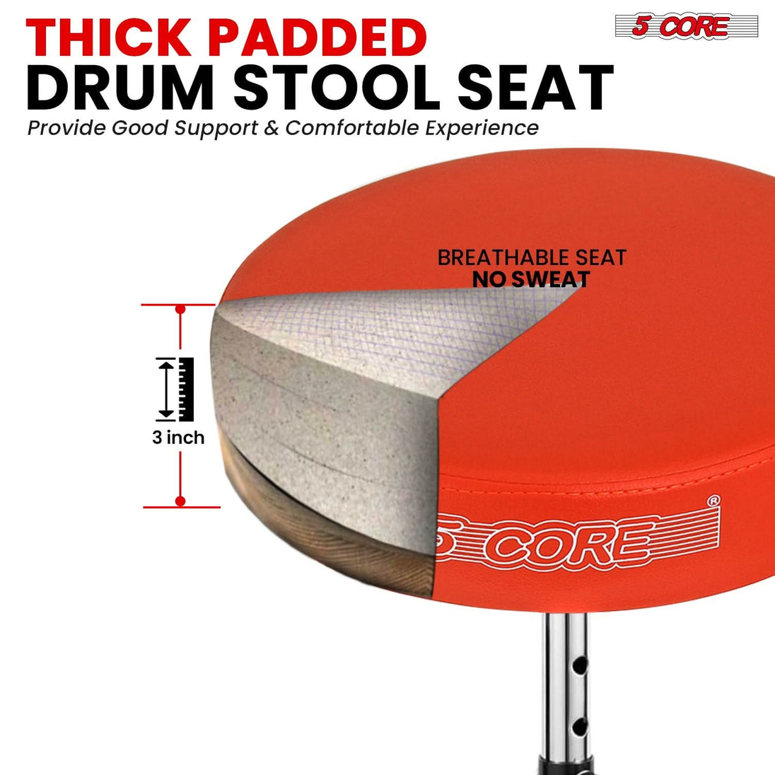 Durable 5Core stool with comfortable cushioning for extended practice