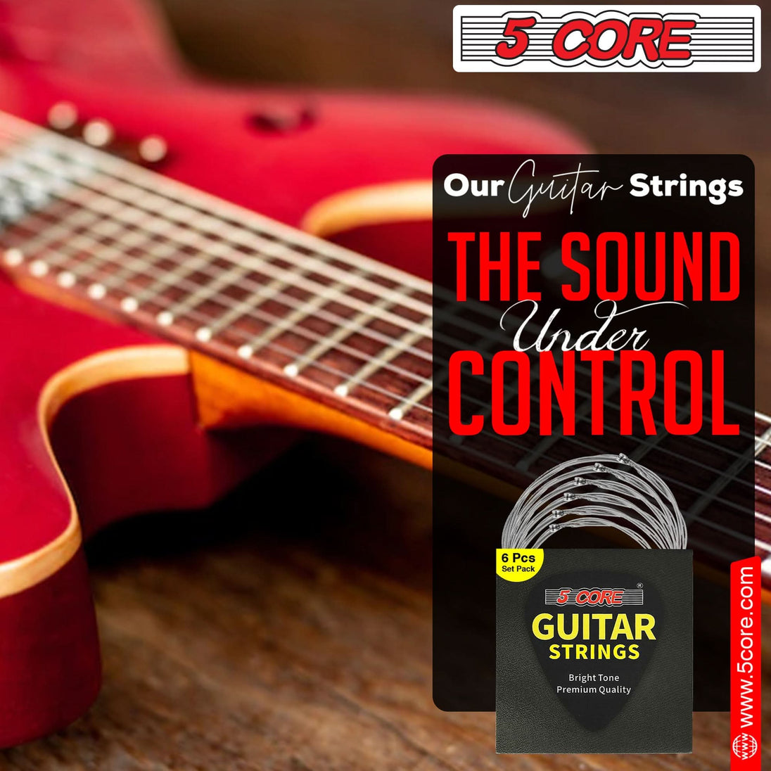 5Core 6 string guitar strings nickel wound 0.009-.042 gauge with bright tone