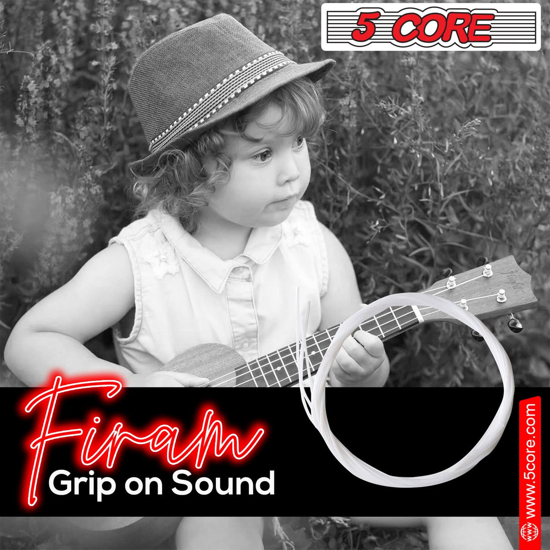 5Core nylon ukulele strings with reliable durability and bright, vibrant tone