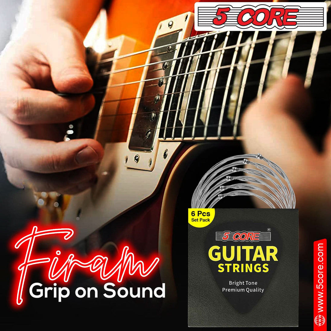 5Core electric guitar strings 0.009-.042 nickel gauge with bright tone for 6 string guitars