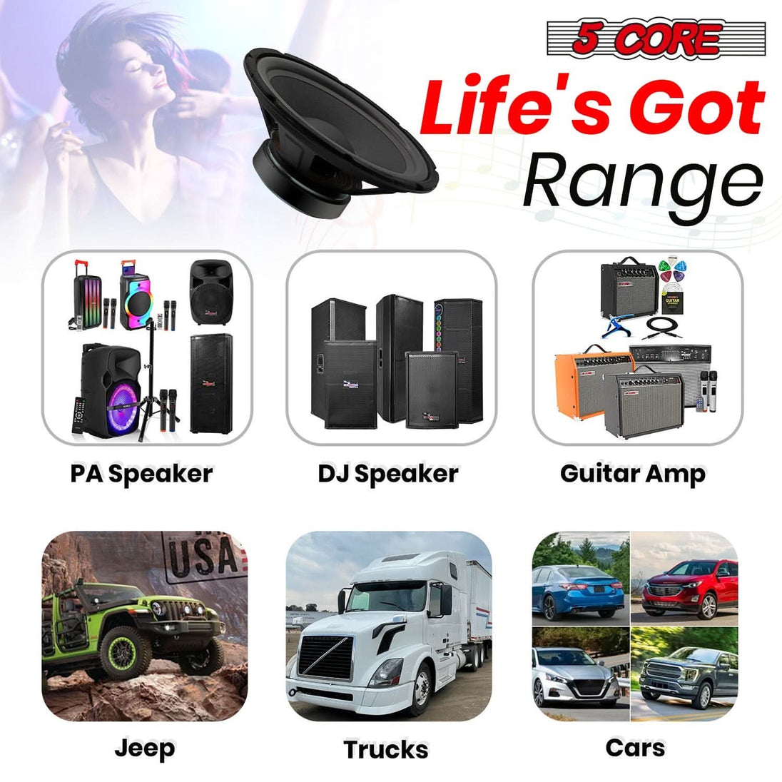 Versatile subwoofer for PA systems, DJs, and stage monitors