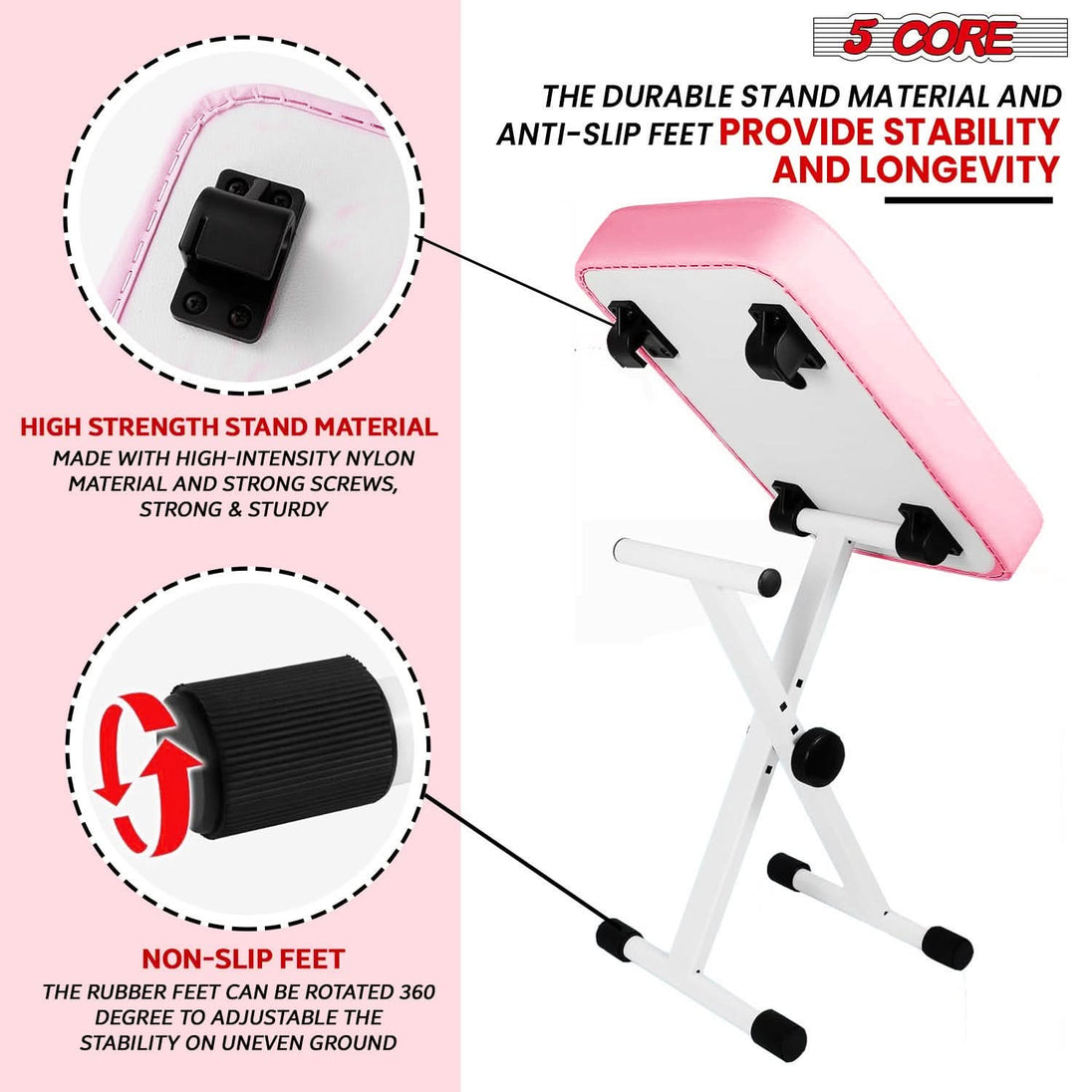 Piano stool with X style support and adjustable height for musicians