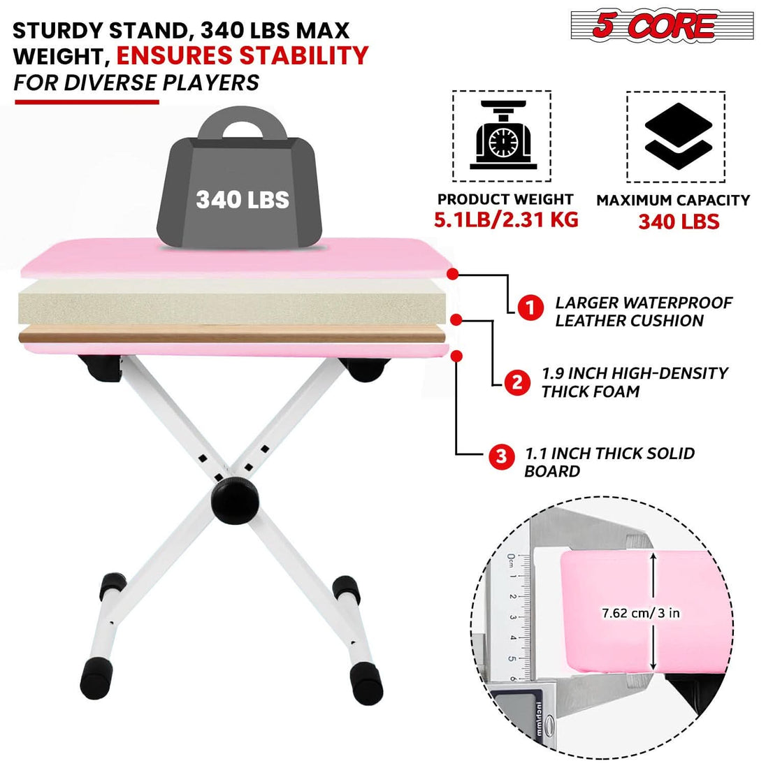 Adjustable keyboard chair with heavy duty build and X style legs