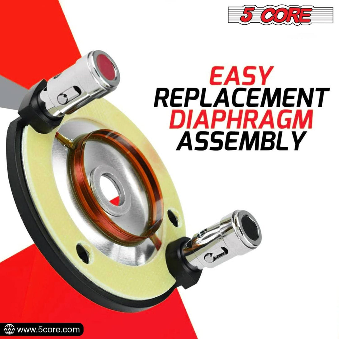 High-power 1-inch tweeter with aluminum body, titanium diaphragm, and crystal-clear high frequencies.