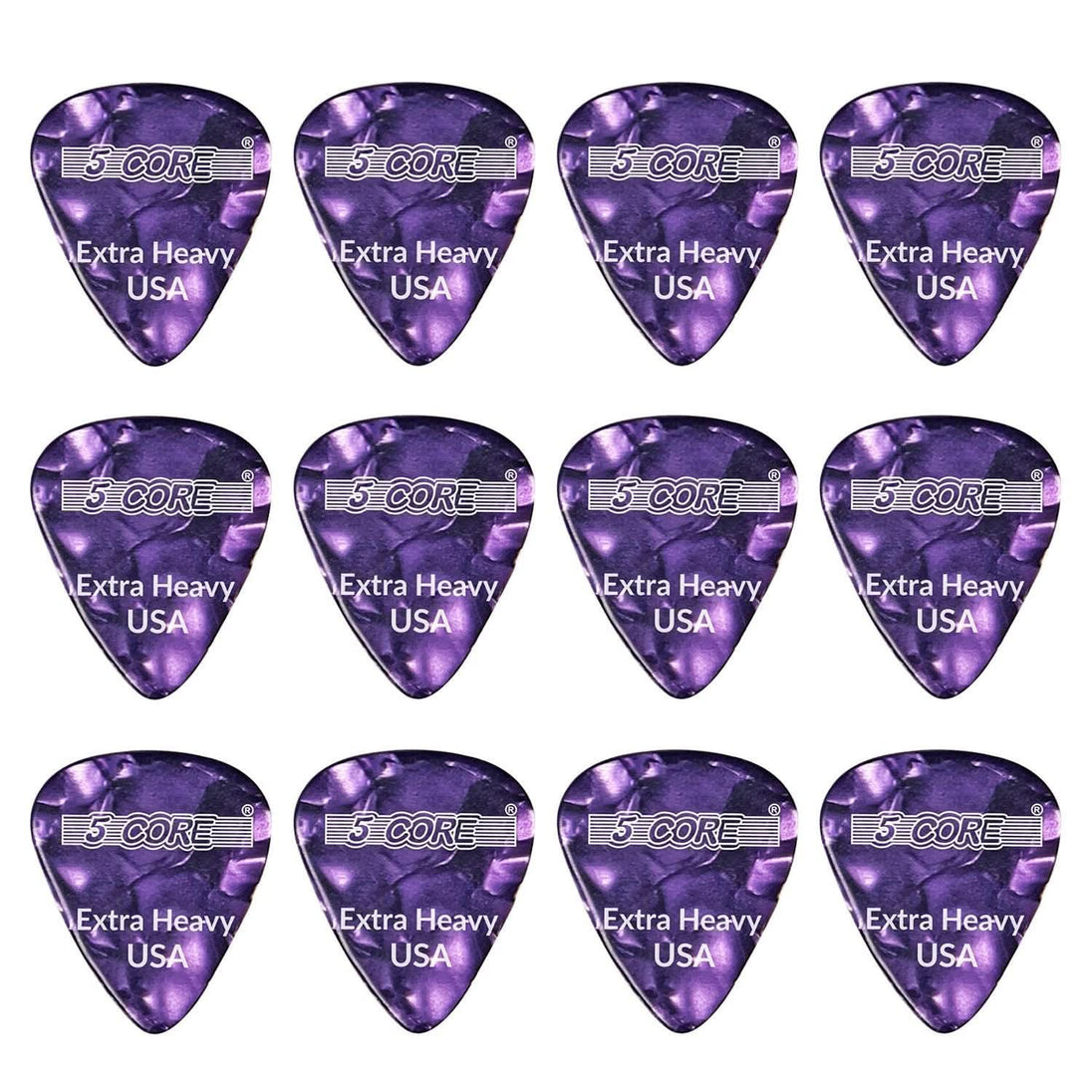 5Core purple 1.2mm celluloid guitar picks extra heavy gauge for bass and electric