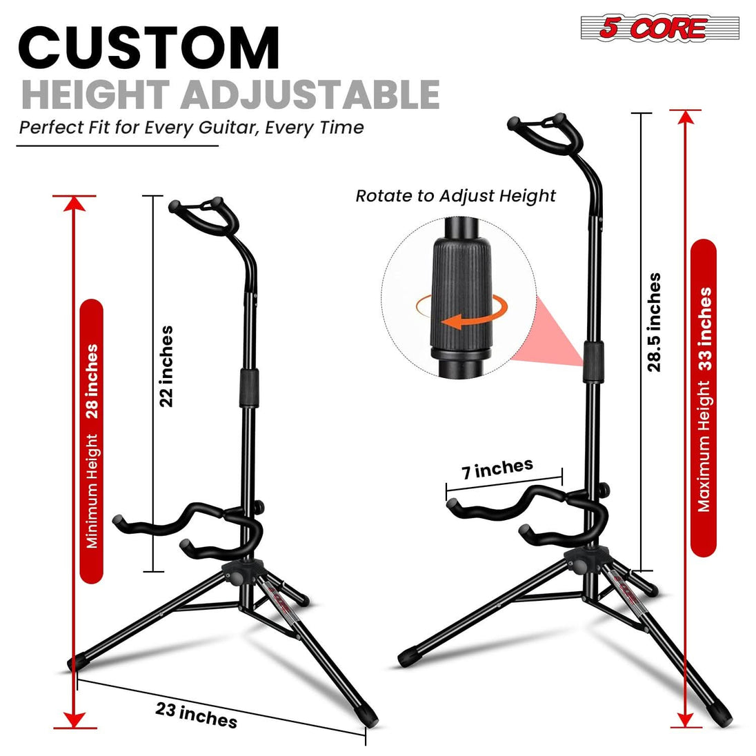 5Core folding guitar stand floor holder soporte para guitarra for acoustic electric bass
