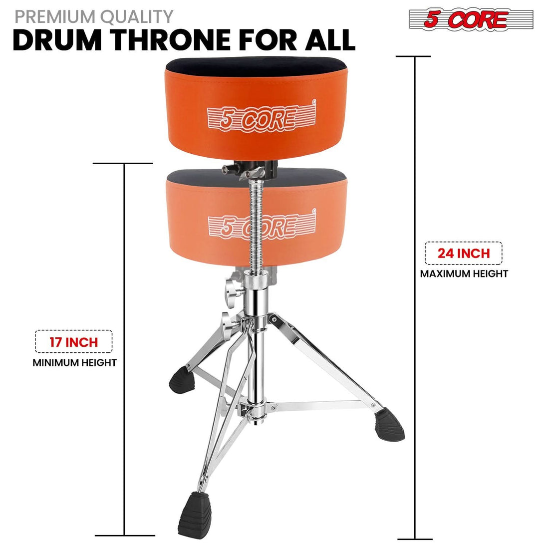 5 Core adjustable guitar stool with comfort-focused velvet seat