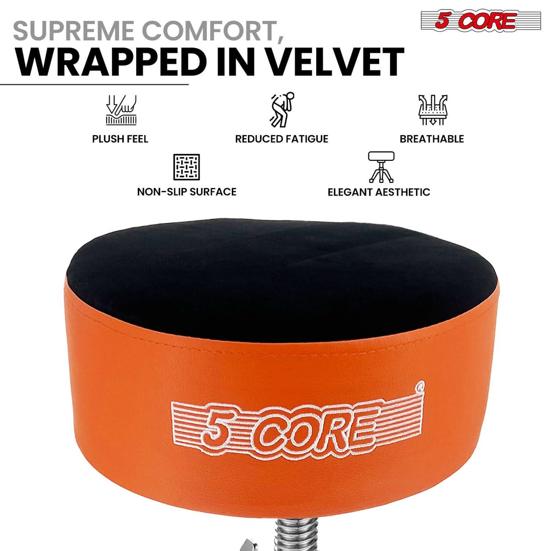 Durable heavy duty drum throne stool with luxury velvet cushion