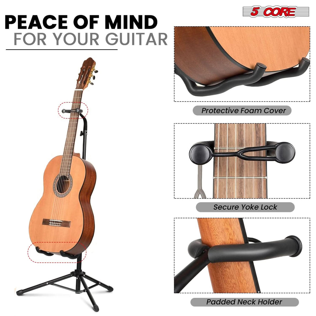 5Core 5Core guitar stand folding floor holder for acoustic electric bass soporte para guitarra