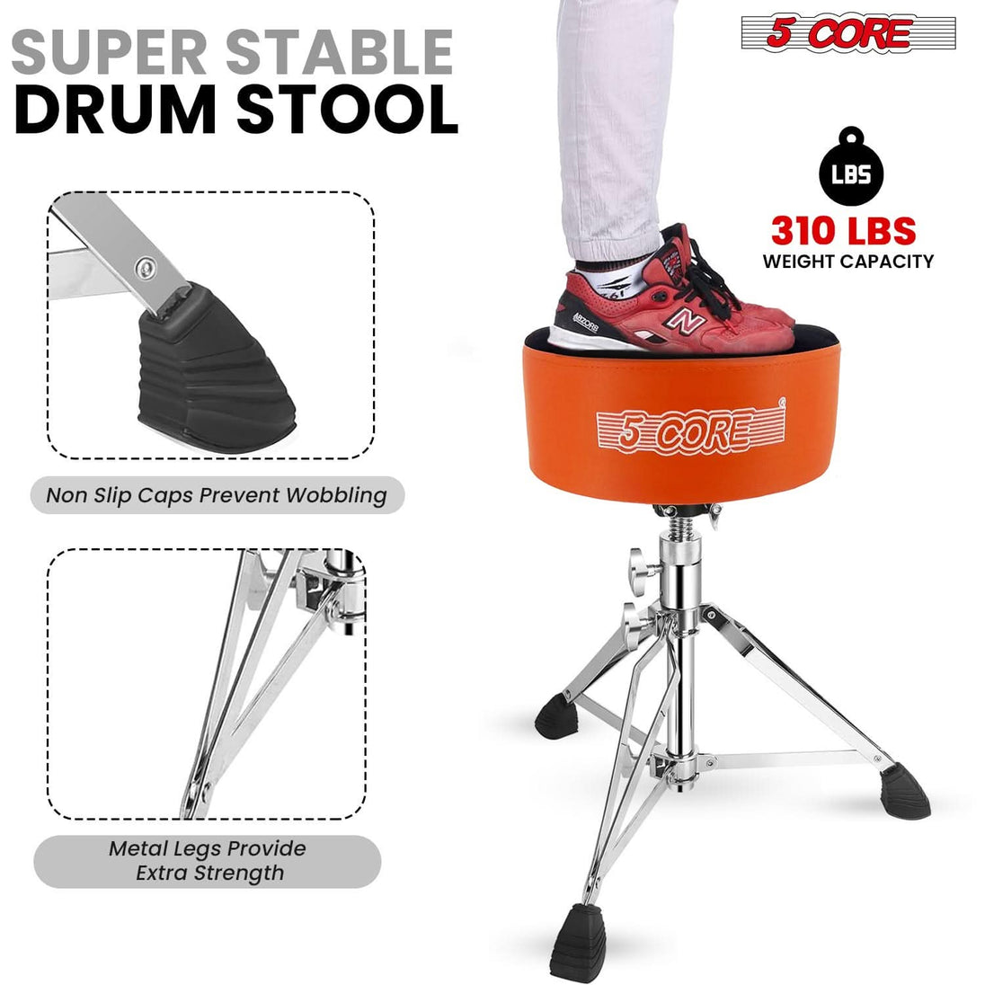 Luxury velvet padded seat for drummers and musicians, adjustable height