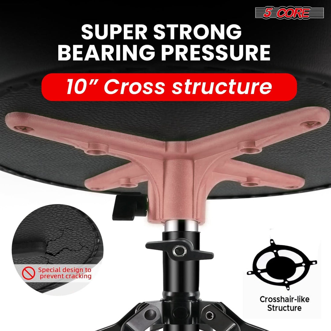 5Core drum throne in black, padded adjustable stool, perfect for adults and kids