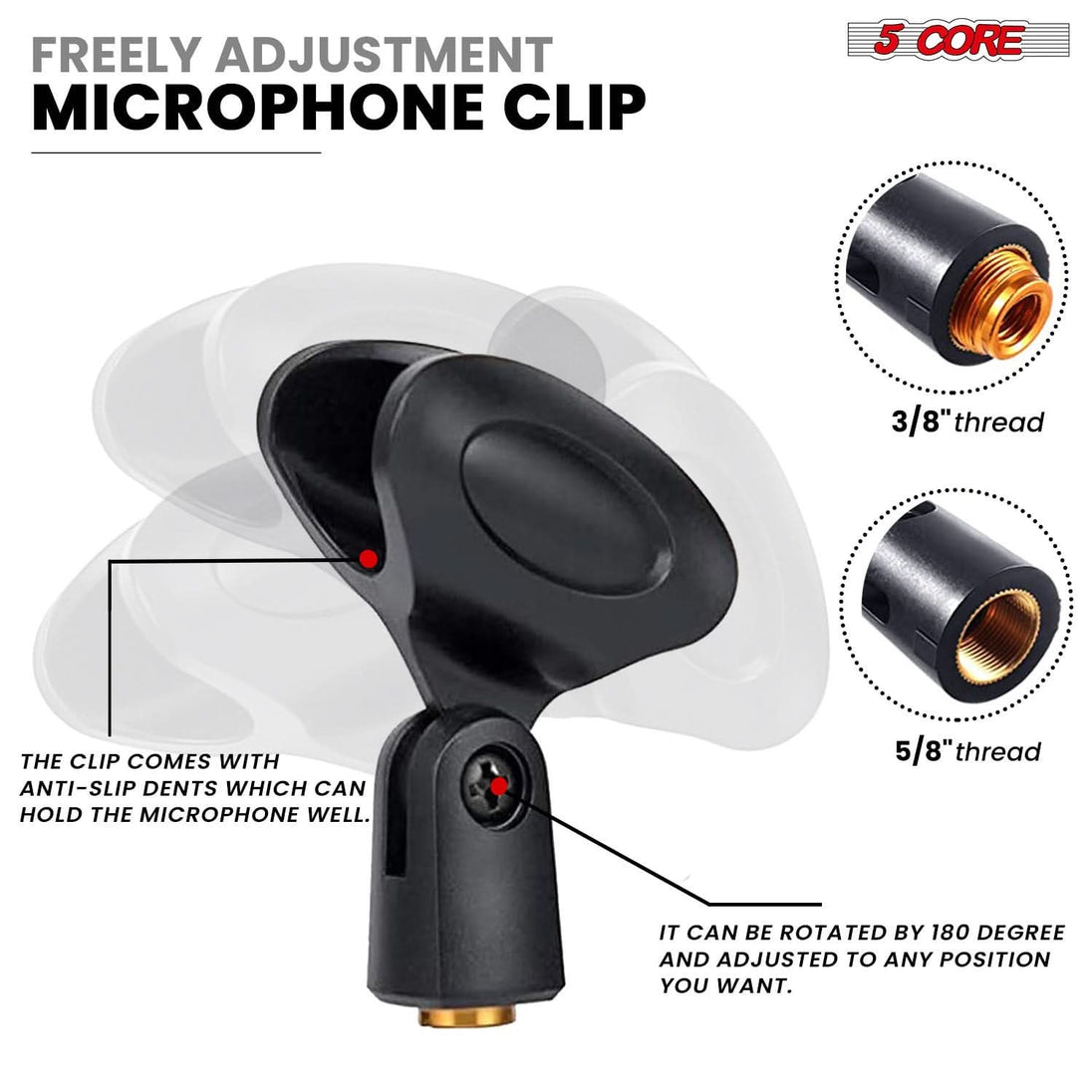 Sturdy table mic stand from 5Core with built-in smartphone holder