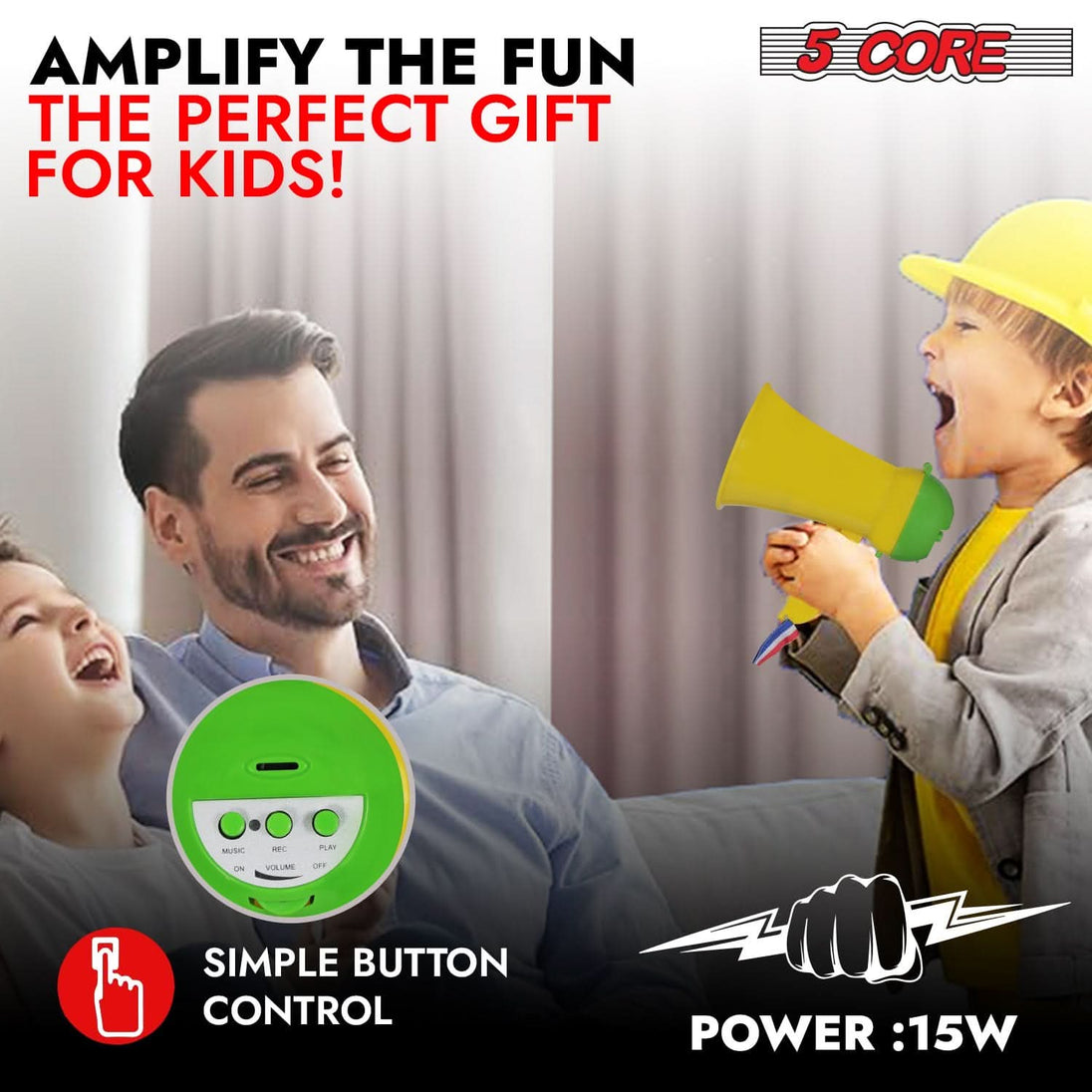 Kids megaphone with a 400-yard coverage range, ensuring your voice is heard across large spaces.