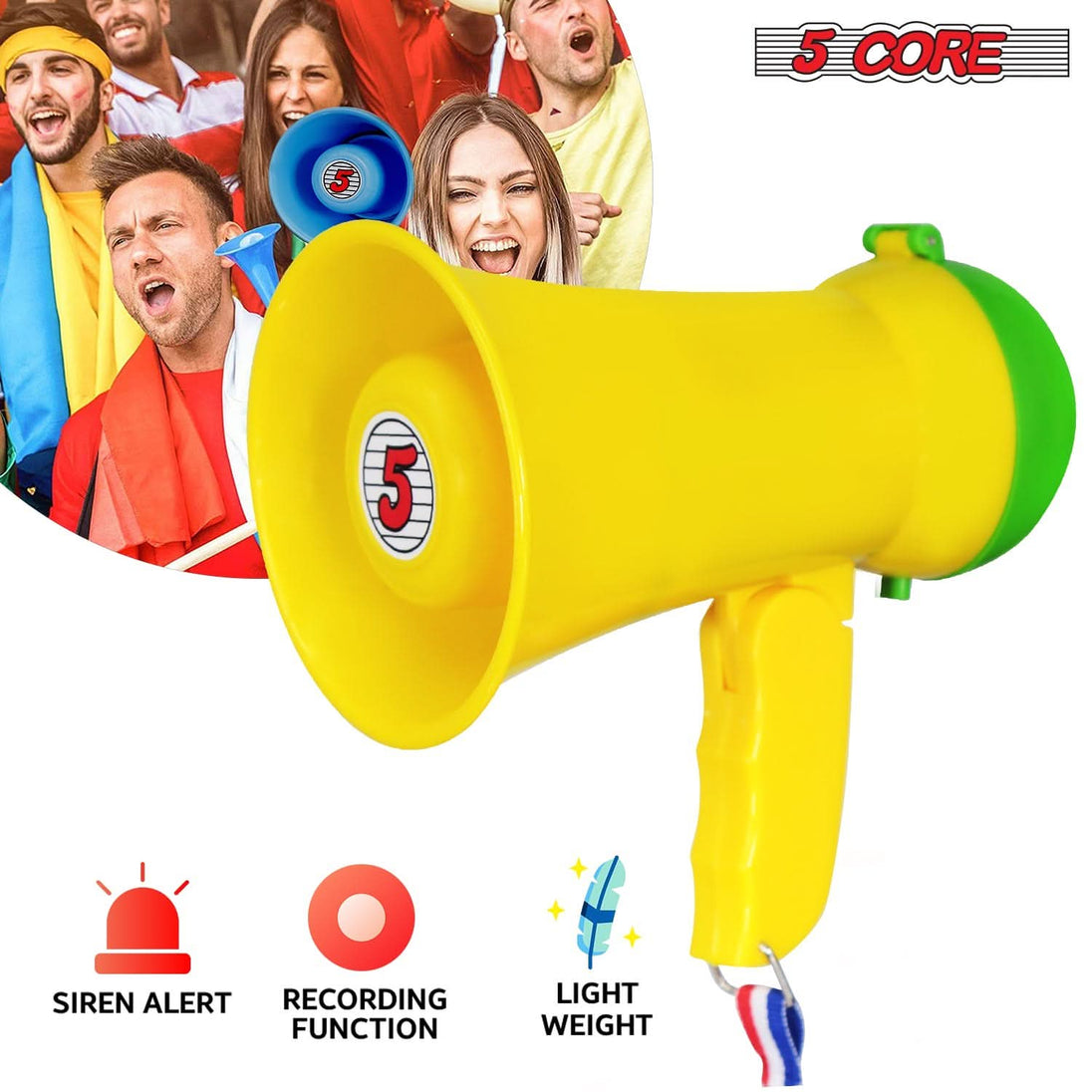 Siren music button on this mini megaphone allows you to switch between alerts and sound effects effortlessly.