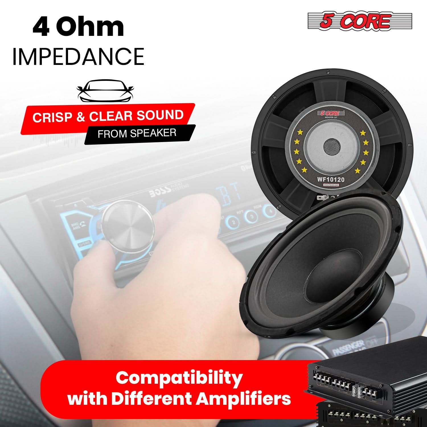 5 Core 15" Subwoofer Speaker Pair 450W MAX PA DJ Replacement Audio Sub Woofer 8Ohm Bass Driver
