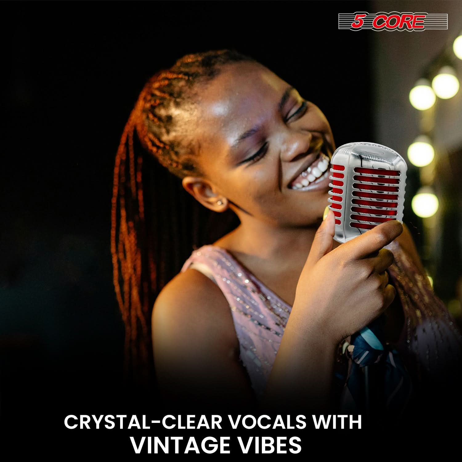 5Core Vintage Microphone Classic Dynamic Professional XLR Studio Retro Style Mic RED