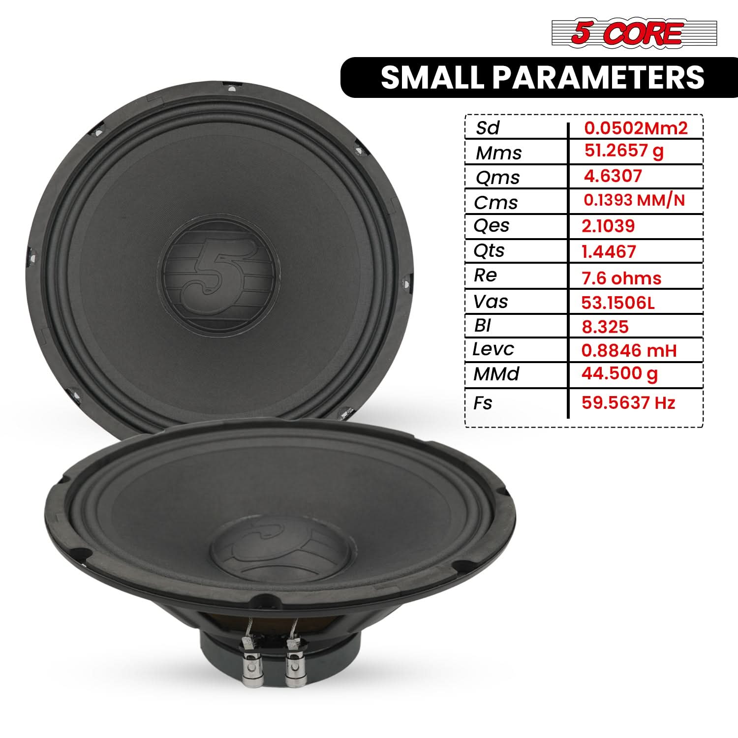 5 Core 12 Inch Speaker 200W PA DJ Loudspeaker 8 Ohm Replacement Driver w 30 Oz Magnet