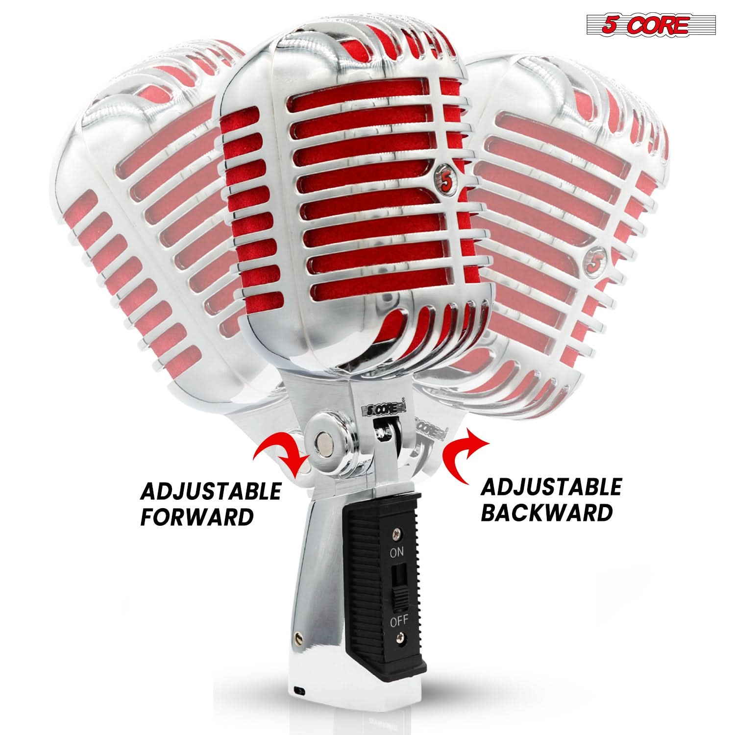 5Core Vintage Microphone Classic Dynamic Professional XLR Studio Retro Style Mic RED