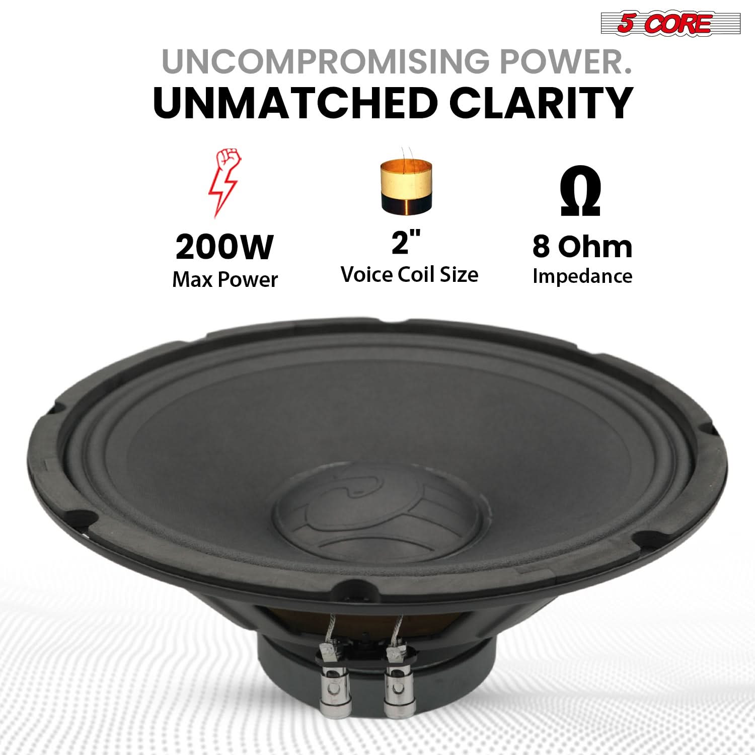 5 Core 12 Inch Speaker 200W PA DJ Loudspeaker 8 Ohm Replacement Driver w 30 Oz Magnet