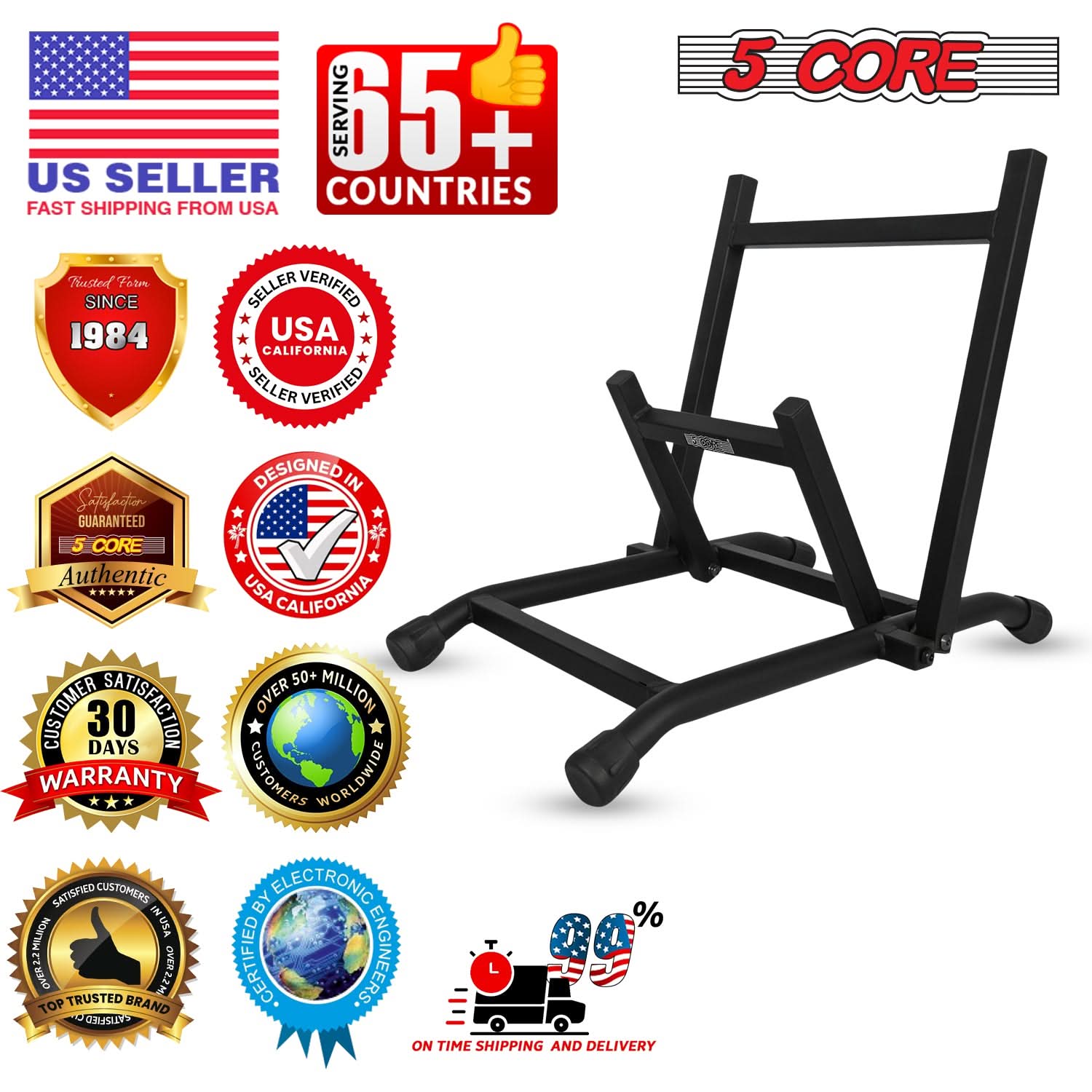 5 Core Amp Stand Heavy Duty Metal Build Adjustable Guitar amplifier Low Profile Folding Collapsible