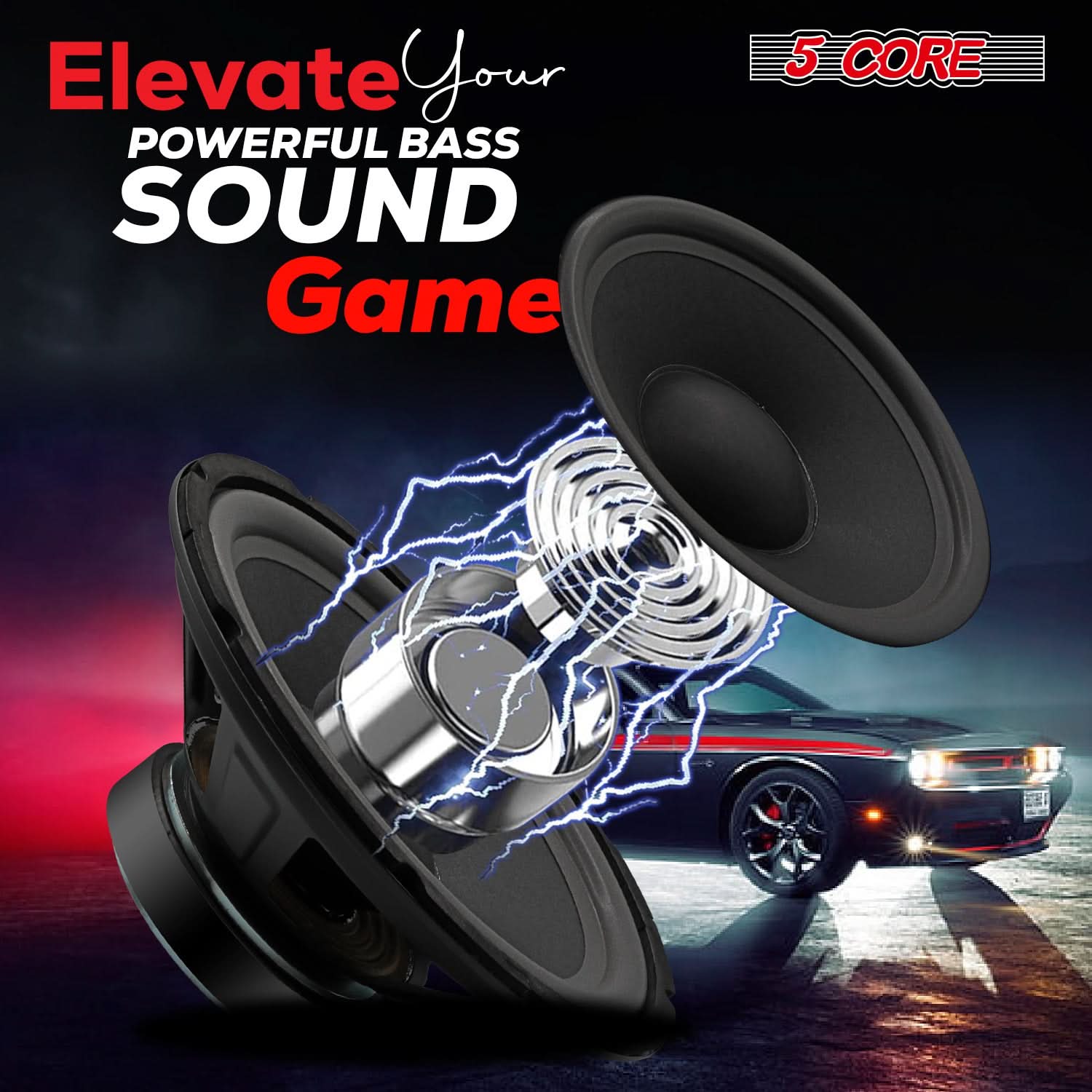 5 Core 15" Subwoofer Speaker Pair 450W MAX PA DJ Replacement Audio Sub Woofer 8Ohm Bass Driver