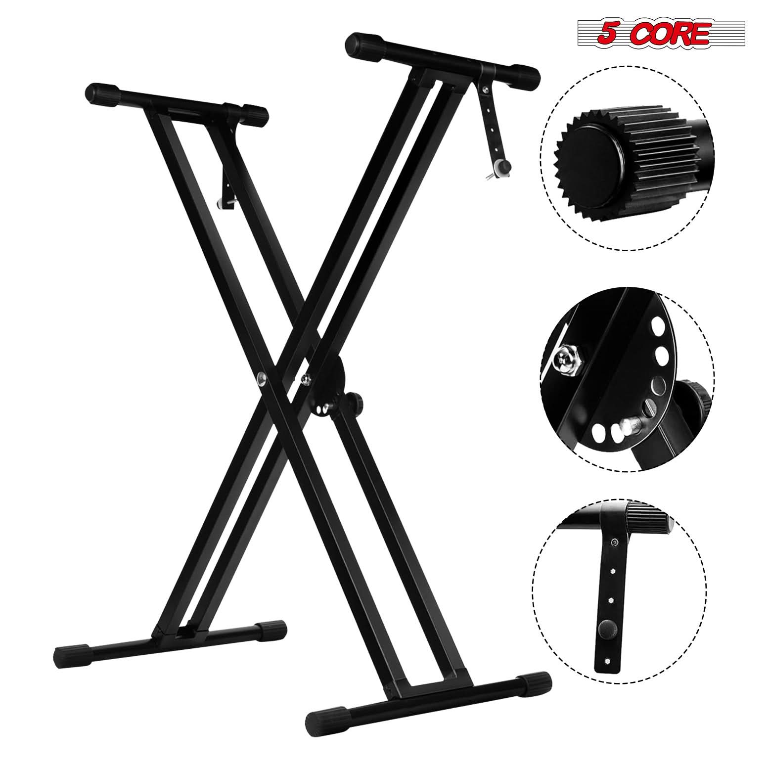 5 Core Keyboard Stand Dual X Shape Adjustable Foldable Portable Key Board DJ Controller Stands