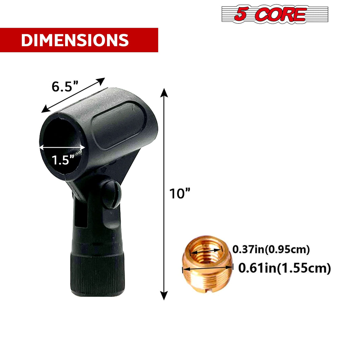 5 Core set of 6 microphone clip holders with universal screw adapters