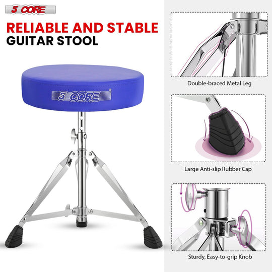 Guitar stool with adjustable height and integrated drum pad