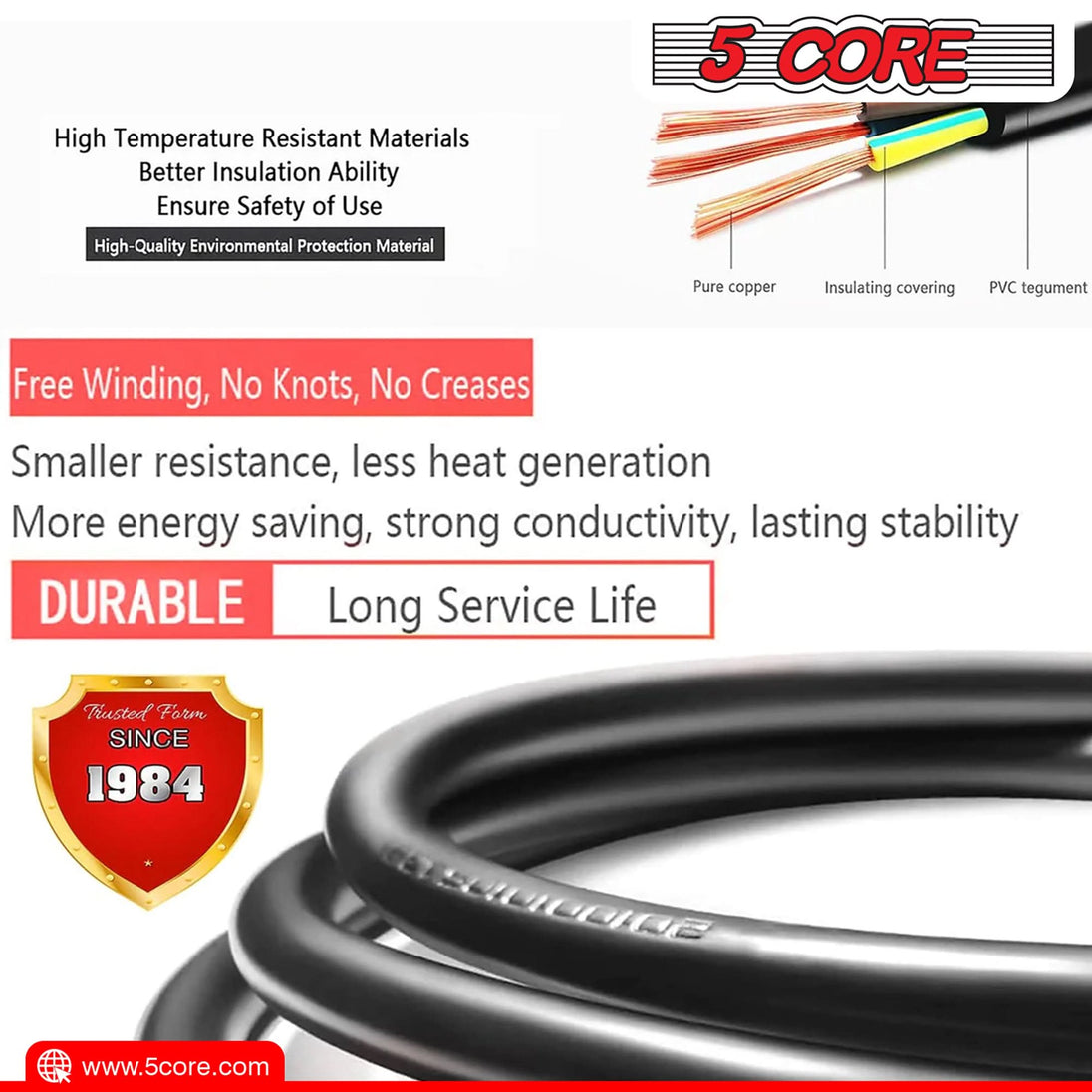 AC cord designed for reliability and durability