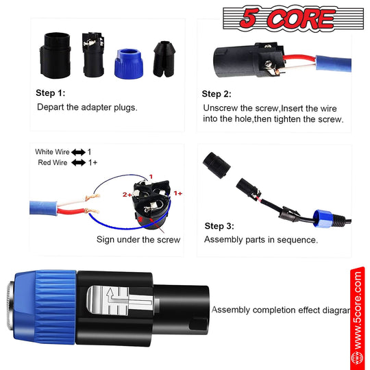 5Core professional-grade audio jack male adapter for high-power speakers