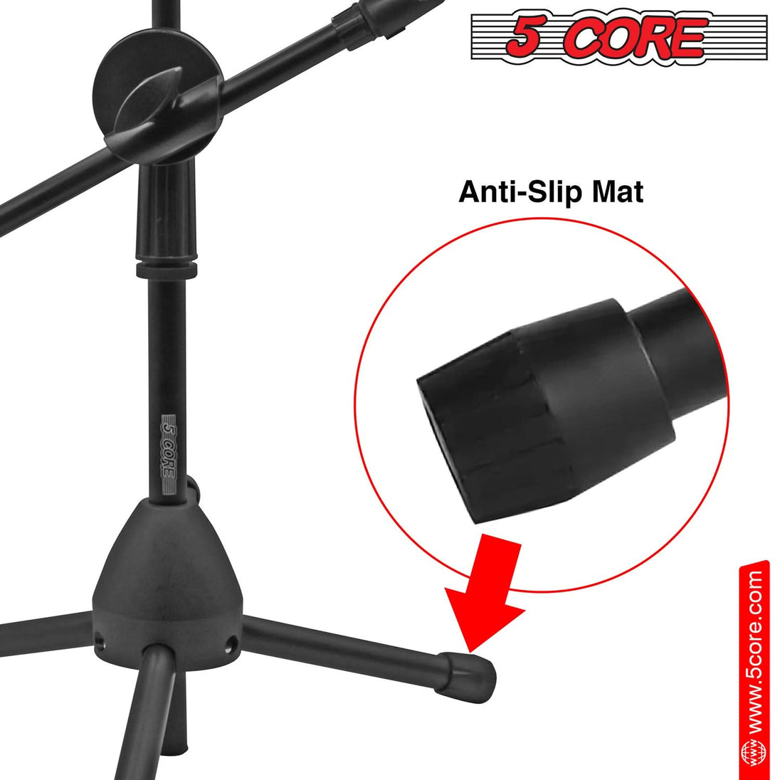 5Core boom mic stand with smooth height adjustment mechanism