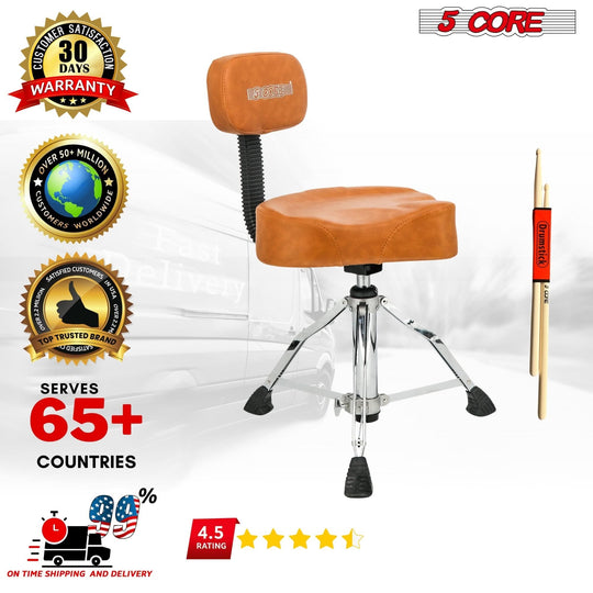 Comfortable red drummer stool with adjustable height by 5Core