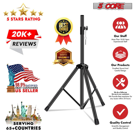 Adjustable black speaker stand tripod for DJ studio monitors up to 48 inch height