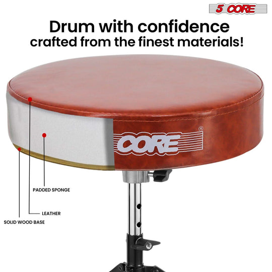 Comfortable portable drum throne with integrated practice pad