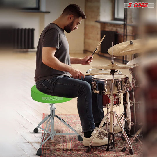 Padded drum throne combined with snare drum practice accessory