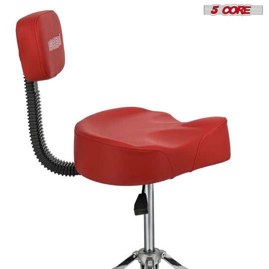 Comfortable red drum throne stool with backrest for musicians