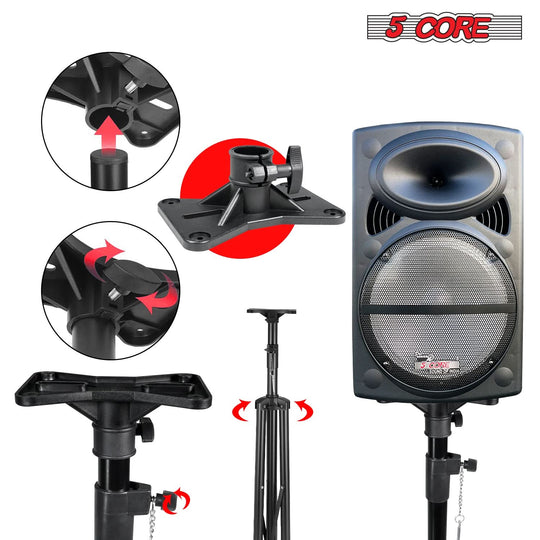 5 Core black adjustable heavy-duty tripod speaker stand up to 72 inch height