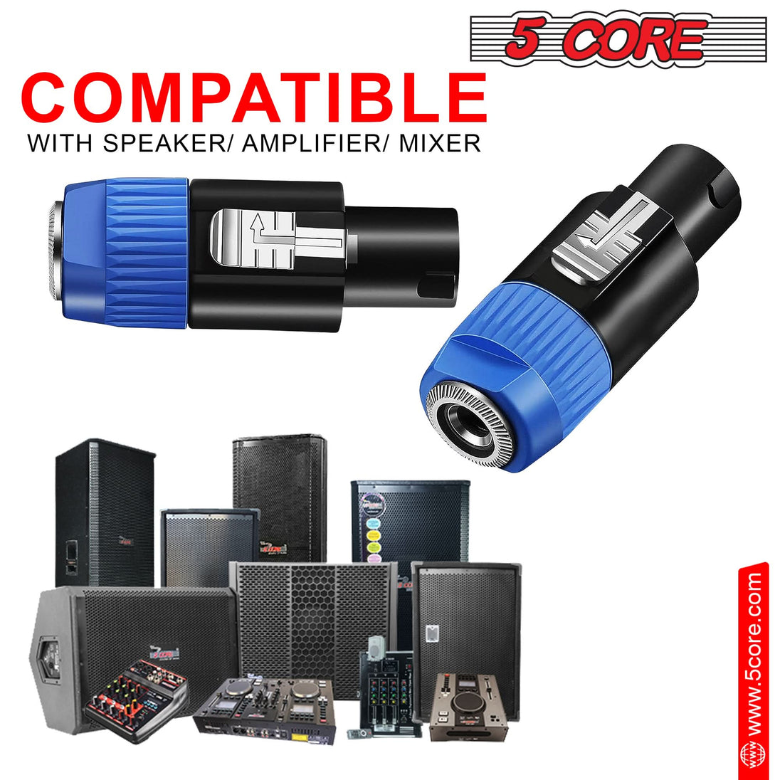5Core male Speakon connector for superior audio performance
