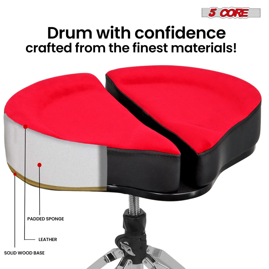 Durable padded saddle drum throne guitar stool for musicians