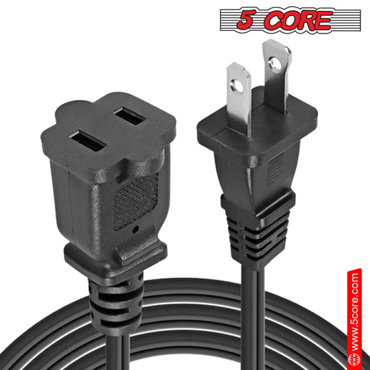 Black 2 prong extension cable pair for home or office use