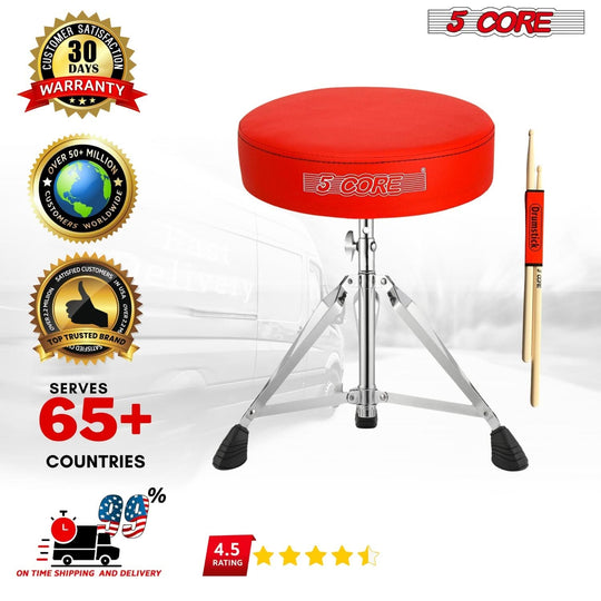 5Core portable drum throne with snare practice pad