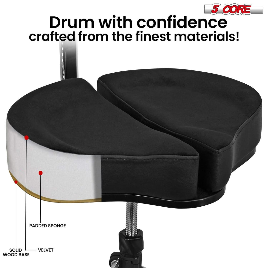 Adjustable drum throne guitar stool with supportive backrest